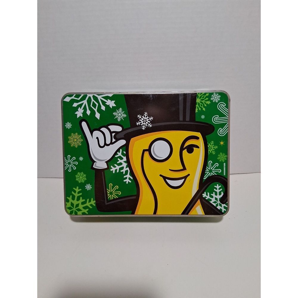 Vintage Mr. Peanut Planters Nuts Christmas Tin‎ 9 x 7